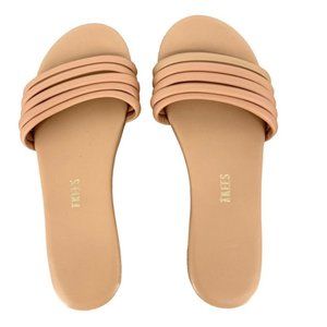 TKEES Women’s Serena Leather Slides Sandals In Nude Size 6